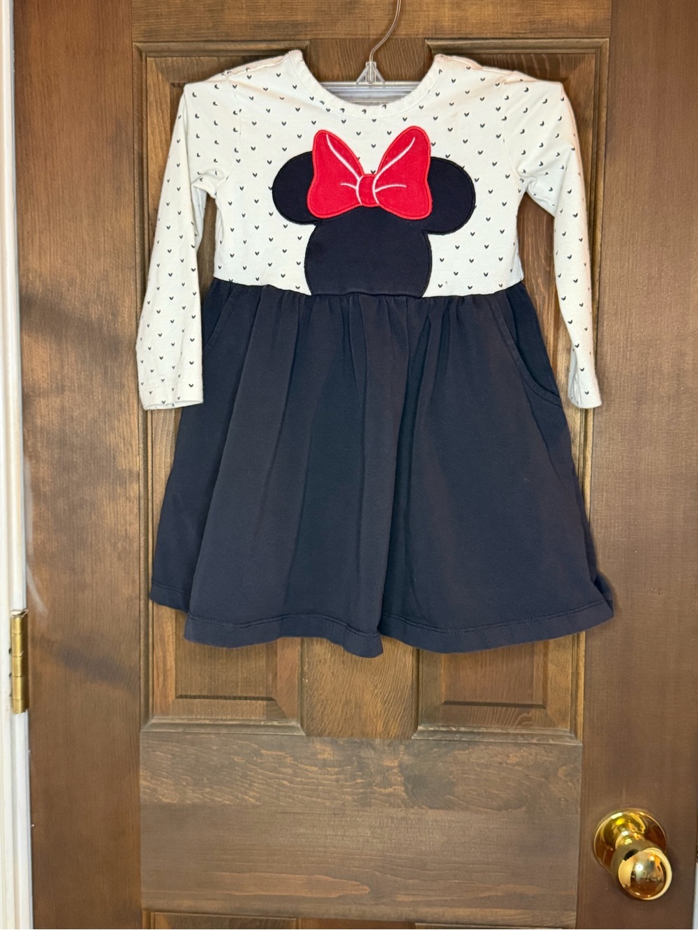 Hanna Andersson Disney Minnie Mouse Long Sleeve Dress 85cm 2T Pockets - VGUC